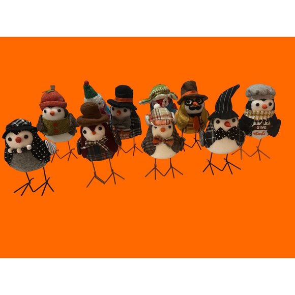 Flock of 10 Holiday Festive Birds.  Each with a unique design. - Picture 1 of 11